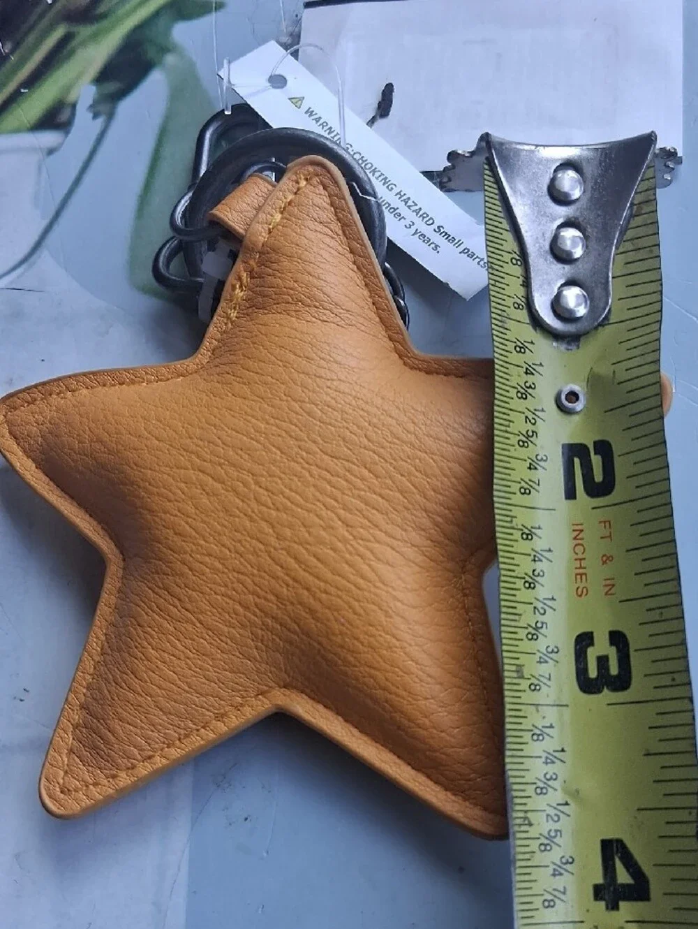 Leather Star Keychain Charm in Mustard Yellow